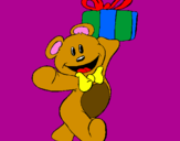 Coloring page Teddy bear with present painted byjulia
