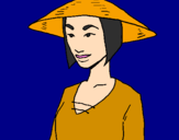 Coloring page Chinese woman painted bysyrene