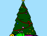 Coloring page Christmas tree with decorations painted byBailey