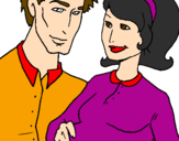 Coloring page Father and mother painted byyoeli