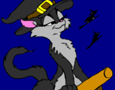 Coloring page Witch cat painted bypuppy