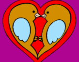 Coloring page Birds in love painted bymorg