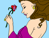 Coloring page Princess with a rose painted bychloe