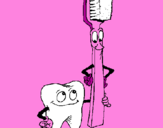 Coloring page Tooth and toothbrush painted bydentis