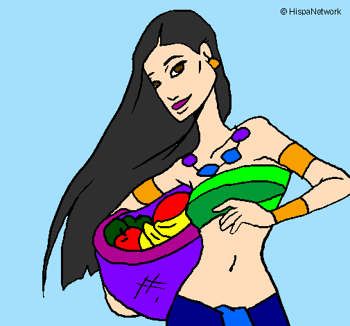 Coloring page Young Itza woman painted byalex