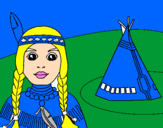 Coloring page Indian and teepee painted byTOMAS