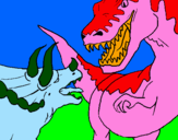 Coloring page Dinosaur fight painted bymaxi