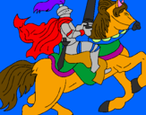 Coloring page Knight on horseback painted byaction replayer