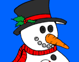 Coloring page Snowman with carrot nose painted byZac and Jonathan