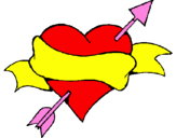 Coloring page Heart, arrow and ribbon painted bytrt