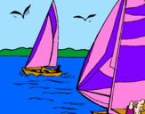 Coloring page Sails at high sea painted byCandie