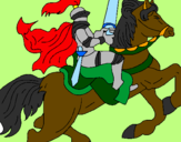 Coloring page Knight on horseback painted byEUGENE WESTAWAY.