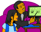 Coloring page Father teaching daughter painted bycilla