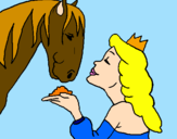 Coloring page Princess and horse painted byLucy Lotz