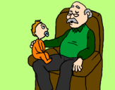 Coloring page Grandfather and grandchild painted byRosalea