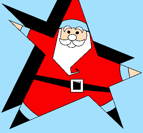 Coloring page Star shaped Father Christmas painted byevie