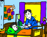 Coloring page Little boy in hospital painted bylika