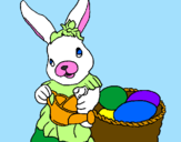 Coloring page Easter bunny with watering can painted byRose