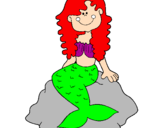 Coloring page Mermaid sitting on a rock painted byemma
