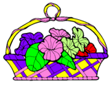 Coloring page Basket of flowers 5 painted byanonymous
