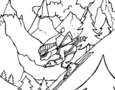 Coloring page Skier painted byval