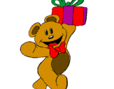 Coloring page Teddy bear with present painted bymao
