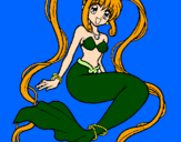 Coloring page Mermaid with pearls painted byMarga