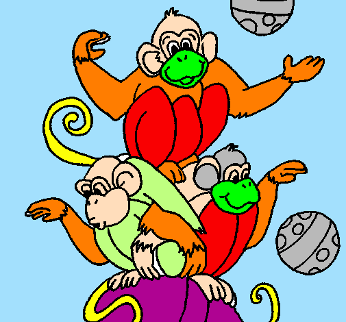 Coloring page Juggling monkeys painted byJOSE