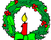 Coloring page Christmas wreath and candle painted byTay