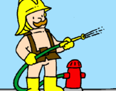 Coloring page Firefighter painted bycary