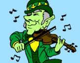 Coloring page Leprechaun playing the violin painted byWyatt