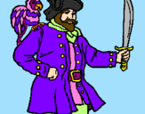 Coloring page Pirate with parrot painted byGay Pirate