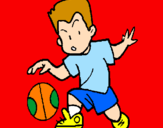 Coloring page Little boy dribbling ball painted byciro