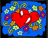 Coloring page Hearts and flowers painted byKennedy