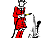 Coloring page Firefighter putting out fire painted by v epgtg