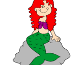 Coloring page Mermaid sitting on a rock painted bycynthia