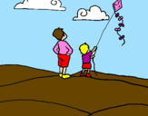 Coloring page Kite painted byfamiy