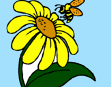 Coloring page Daisy with bee painted byyuliza cervantes