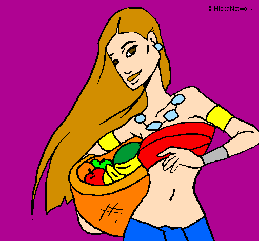 Coloring page Young Itza woman painted bymichelle