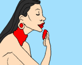 Coloring page Woman protecting her skin painted byiofciu