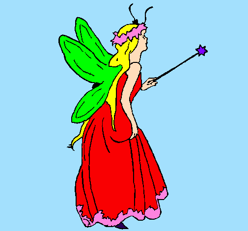 Coloring page Fairy with long hair painted byCristina