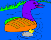 Coloring page Mother goose and gosling painted byethan