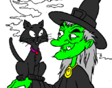 Coloring page Witch and cat painted byharry4717