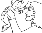 Coloring page Mother and daughter  painted byyuan
