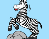 Coloring page Zebra jumping over rocks painted byStephanie