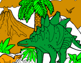 Coloring page Family of Tuojiangosaurus painted byAJEX