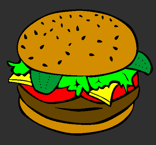Coloring page Hamburger with everything painted byalex