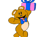 Coloring page Teddy bear with present painted byTay