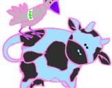 Coloring page Cow and bird painted byWhitebull