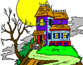 Coloring page Haunted house painted bykelly